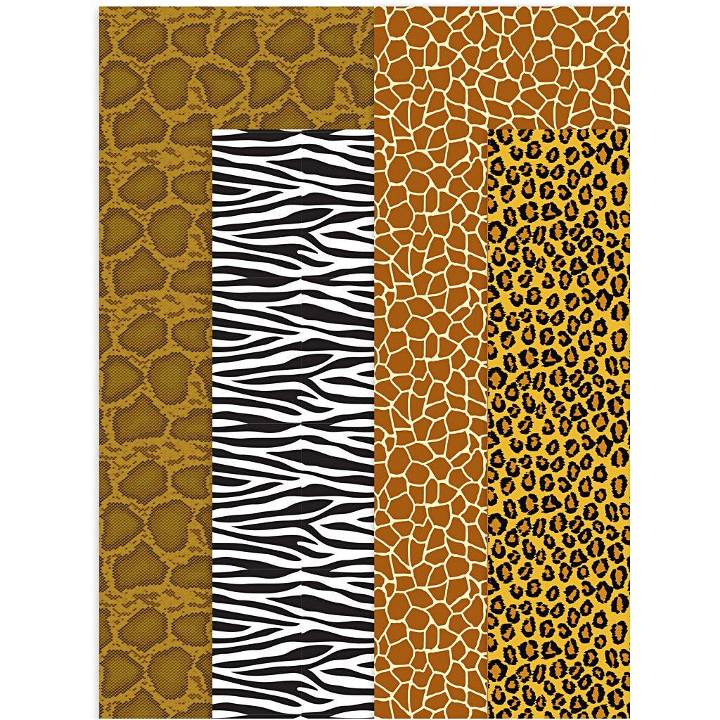 Assorted Sheets of Semi - Transparent Decoupage Papers - 4 Designs - Animal Prints - Home - Crafts