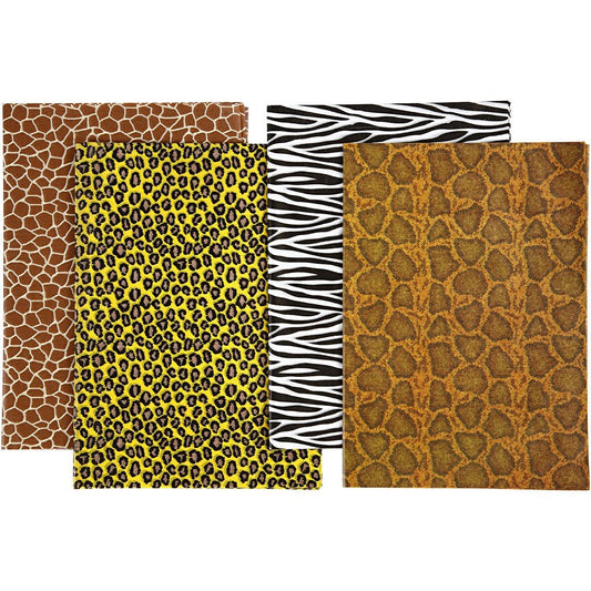 Assorted Sheets of Semi - Transparent Decoupage Papers - 4 Designs - Animal Prints - Home - Crafts