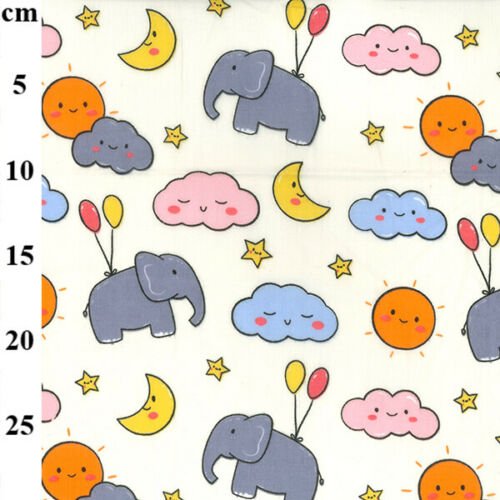 Baby Elephant Cream Polycotton Children Fabric - Home - Crafts