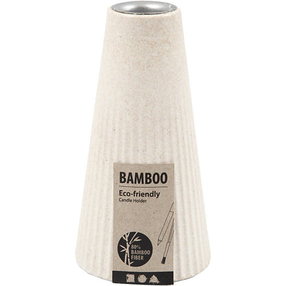 Bamboo Wood Candle Metal Holder With Pleated Pattern Home Decorations Crafts H: 13 cm D: 7 cm - Home - Crafts
