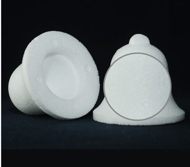 5 x  Polystyrene White Bell Shape Craft Decoration - 7 cm