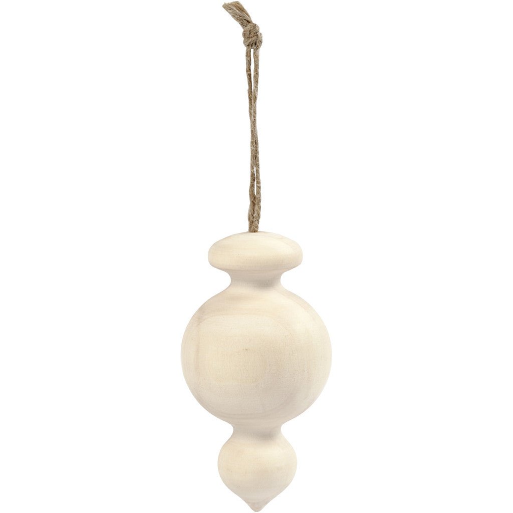 Birch Wood Drop With Suspension Cord Hanging Decoration Figures Crafts H: 7.5 cm D: 4 cm - Home - Crafts
