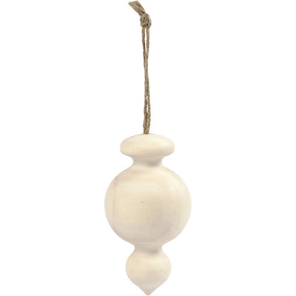 Birch Wood Drop With Suspension Cord Hanging Decoration Figures Crafts H: 7.5 cm D: 4 cm - Home - Crafts