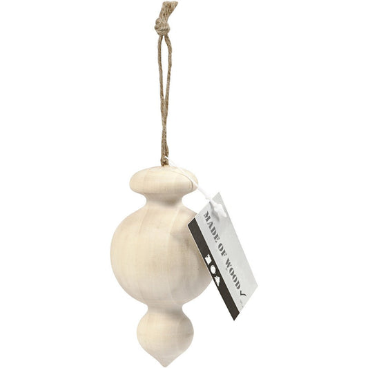 Birch Wood Drop With Suspension Cord Hanging Decoration Figures Crafts H: 7.5 cm D: 4 cm - Home - Crafts