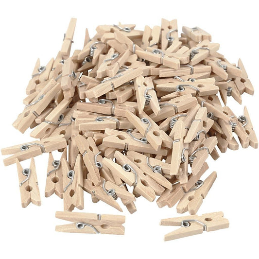 Birch Wooden Mini Clothes Pegs Utility Items Size 25 mm x 3 mm - Home - Crafts