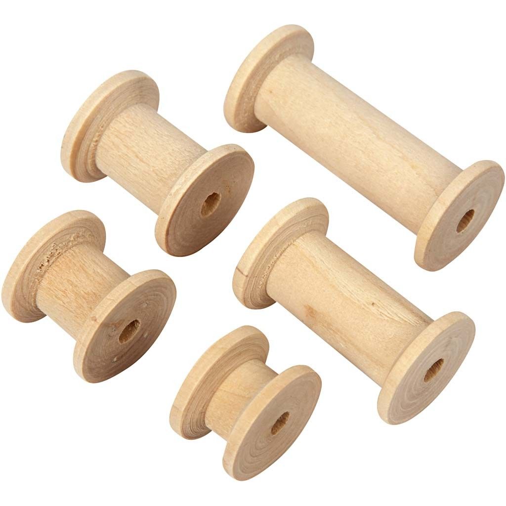 Birch Wooden Thread Spool 5 Different Size Vintage Antique x 10 - Home - Crafts