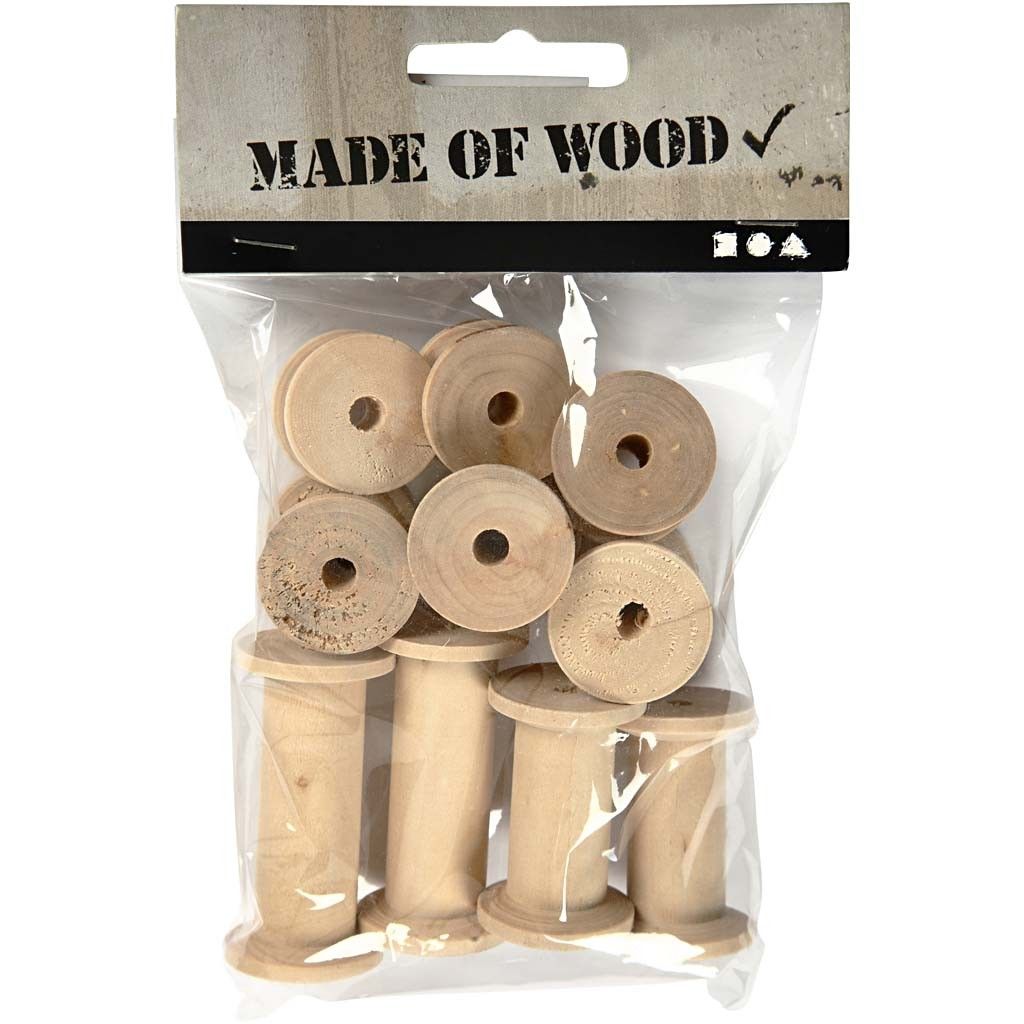 Birch Wooden Thread Spool 5 Different Size Vintage Antique x 10 - Home - Crafts