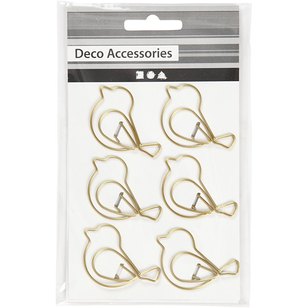 Bird Shaped Metal Gold Colour Paperclips For Card Gift Decorations 32 mm x 40 mm - Home - Crafts