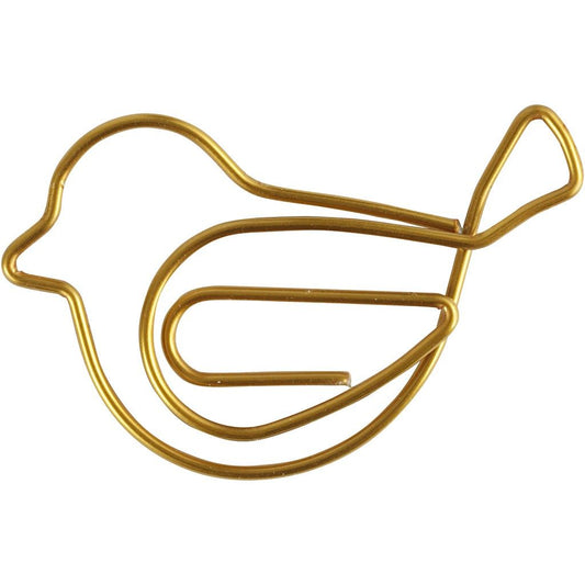 Bird Shaped Metal Gold Colour Paperclips For Card Gift Decorations 32 mm x 40 mm - Home - Crafts
