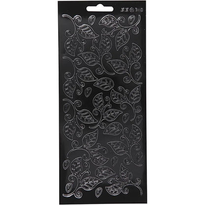 Black Assorted Borders Flowers Designs Self Adhesive Peel Off Stickers Sheet