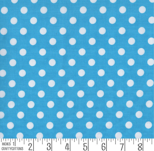 Blue Dots Polycotton Children Fabric Choose Size - Home - Crafts
