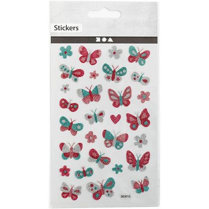 Butteries Flowers Glitter Stickers 10x16cm | Greeting Cards Gift Tags