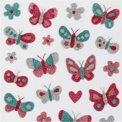 Butteries Flowers Glitter Stickers 10x16cm | Greeting Cards Gift Tags