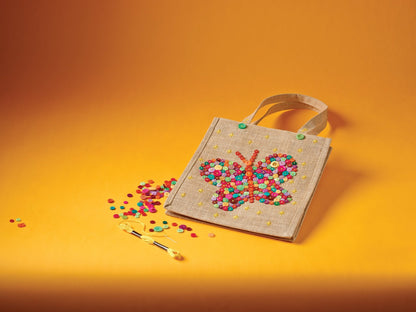 Button Bag Craft Kit Instructions Jute Bag Buttons Thread Needle Design Sheet