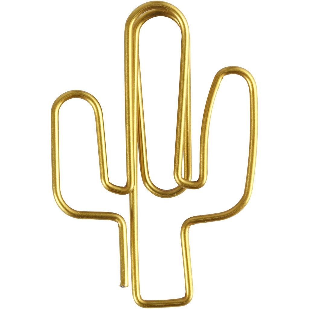 Cactus Shaped Metal Gold Colour Paperclips For Card Gift Decorations 40 mm x 30 mm - Home - Crafts