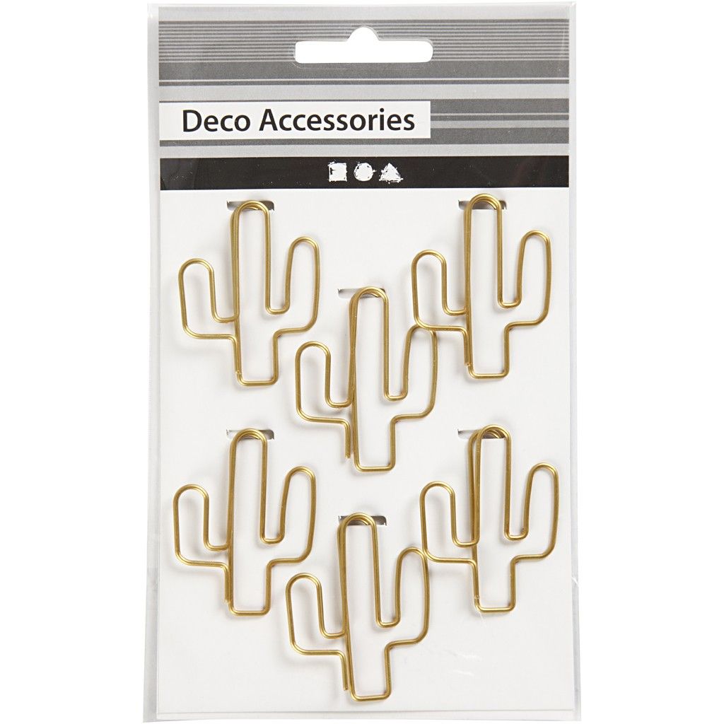 Cactus Shaped Metal Gold Colour Paperclips For Card Gift Decorations 40 mm x 30 mm - Home - Crafts