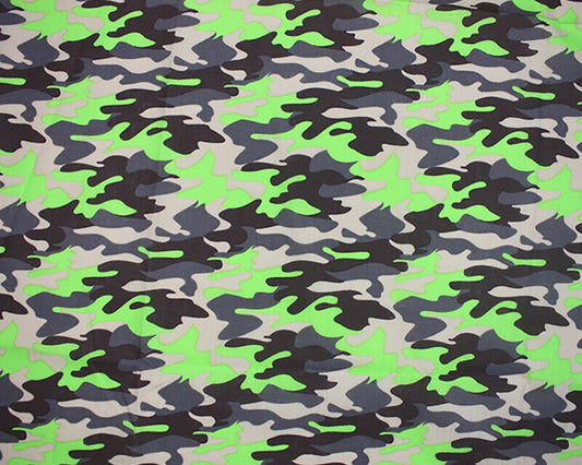 Camouflage Green_Grey Polycotton Children Fabric by Half Metre