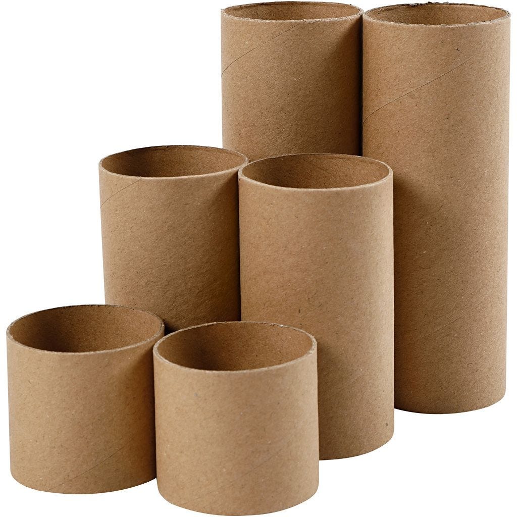 Cardboard Tubes Craft Rolls Recycled Card Decorate 4.7, 9.3, 14 cm Six Pack