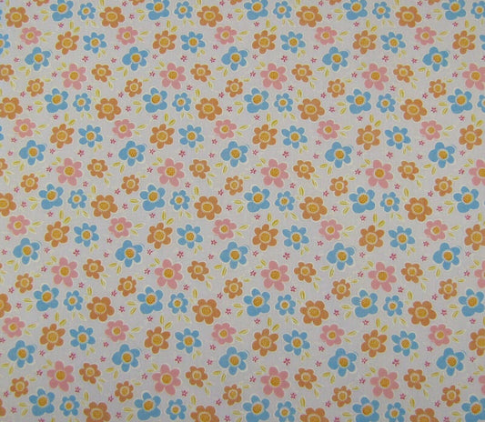 Catherine on White Shabby Chic Polycotton Floral Fabric