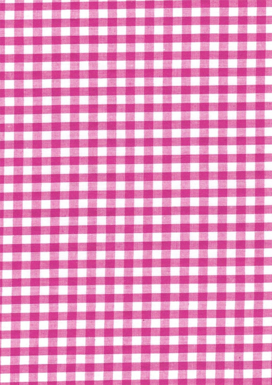 Cerise Pink Gingham Polycotton 1/4" Checked Fabric Select Size 112cm Wide - Home - Crafts