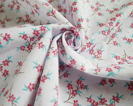 Charlotte Pink Shabby Chic Polycotton Floral Fabric - Home - Crafts