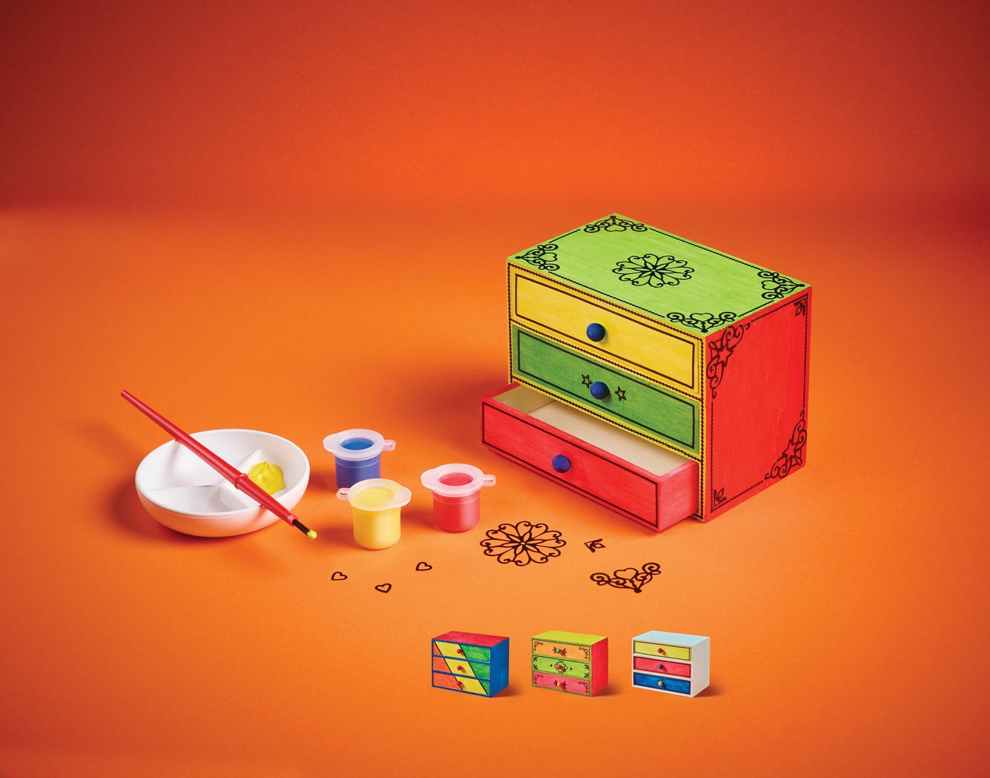 Chest of Drawers Painting Kit Instructions Wooden Chest Paints Stickers Brush Mixing Palette