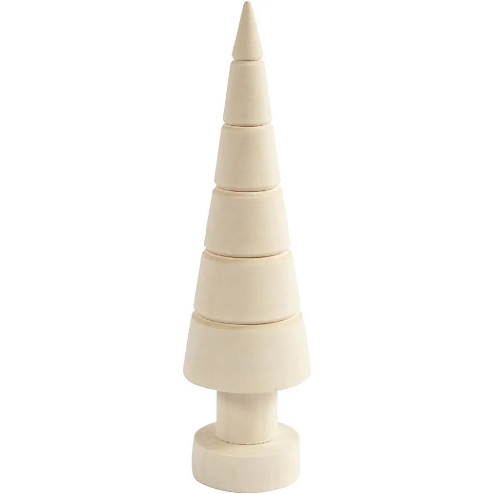 Christmas 18cm Tree Poplar Solid Wood Pointed Cone With Grooves Decorations Crafts