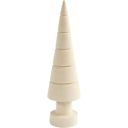 Christmas 18cm Tree Poplar Solid Wood Pointed Cone With Grooves Decorations Crafts