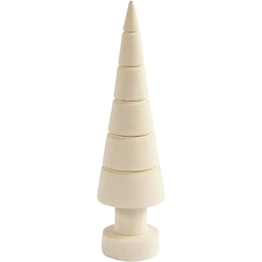 Christmas 18cm Tree Poplar Solid Wood Pointed Cone With Grooves Decorations Crafts
