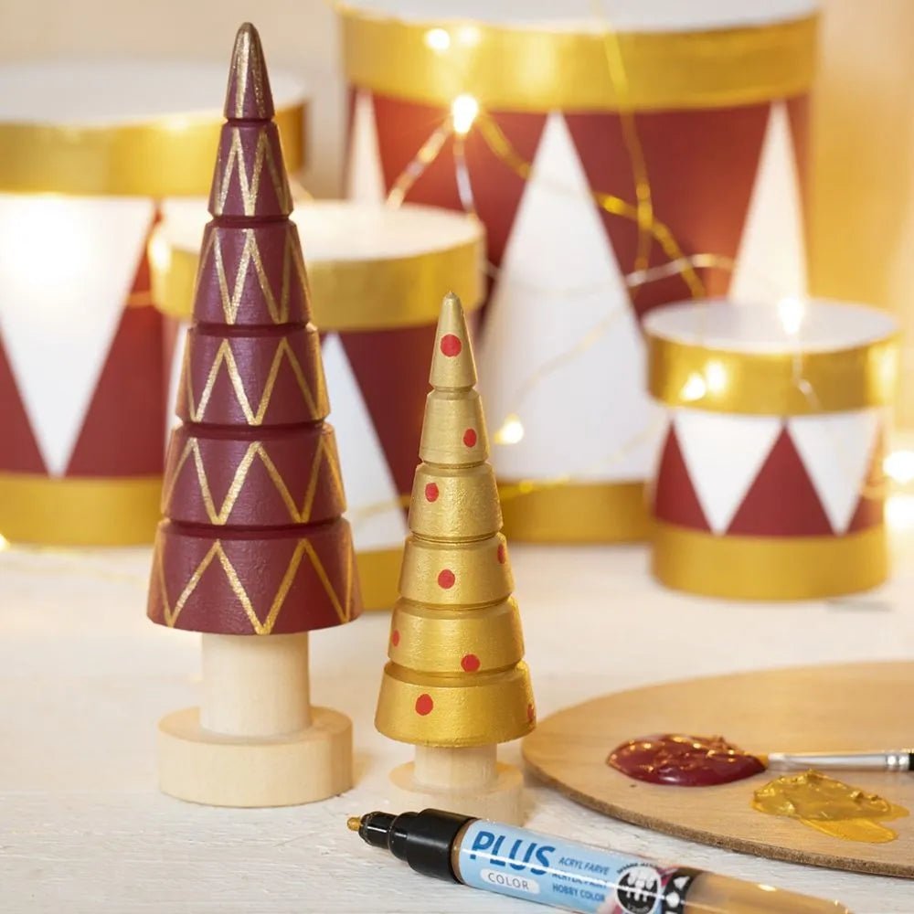 Christmas 18cm Tree Poplar Solid Wood Pointed Cone With Grooves Decorations Crafts