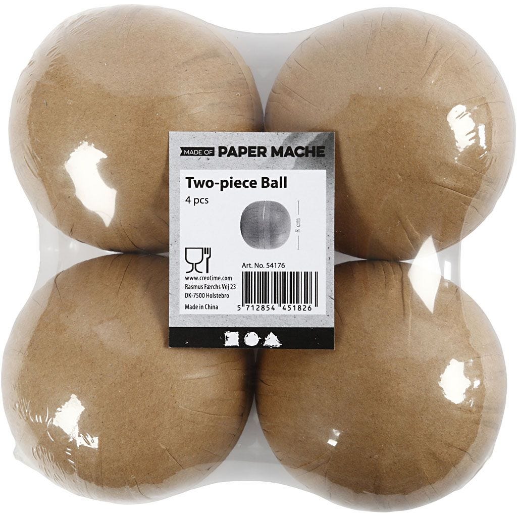 Christmas Bauble 8cm Brown Recycled Paper 4pc Storage Decoration Decoupage