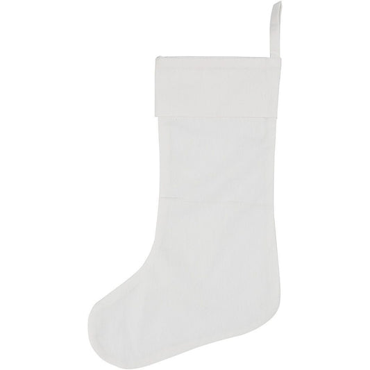 Christmas Classic Stocking 100% Cotton Fabric Hanging Loop 40x26cm 210g White