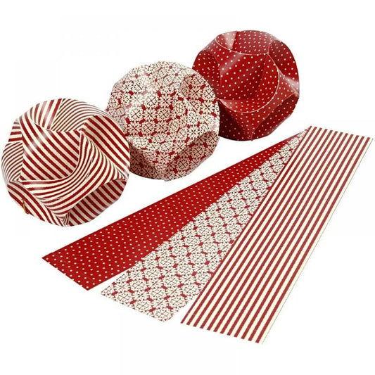 Christmas Click Ornaments 3 Different Design Red Die Cut Card Paper Crafts 9 cm