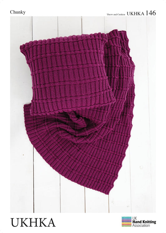 Chunky Yarn Knitting Pattern Blanket Throw Ribbed Cushion Covers - Home - Crafts