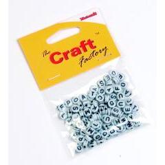 Craft Factory Alphabet Black & White Plastic Beads - 20 grams - Home - Crafts