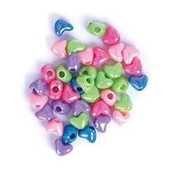 Craft Factory Hearts Assorted Plastic Pastel Coloured Beads - 20 grams - Home - Crafts