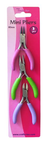 Crafts Mini Set Of 3 Pliers 80mm Length Nose Flat End Cutter