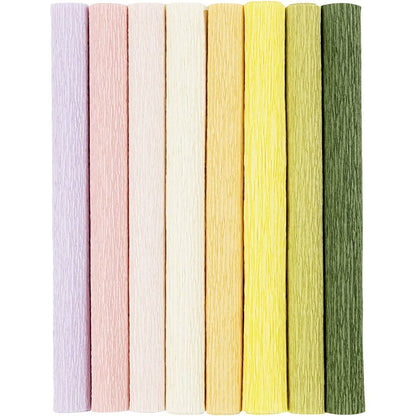 Crepe Paper 25x60cm Crêpe 180% 105g Pastel Colours 8 Sheets Stretchable Decor