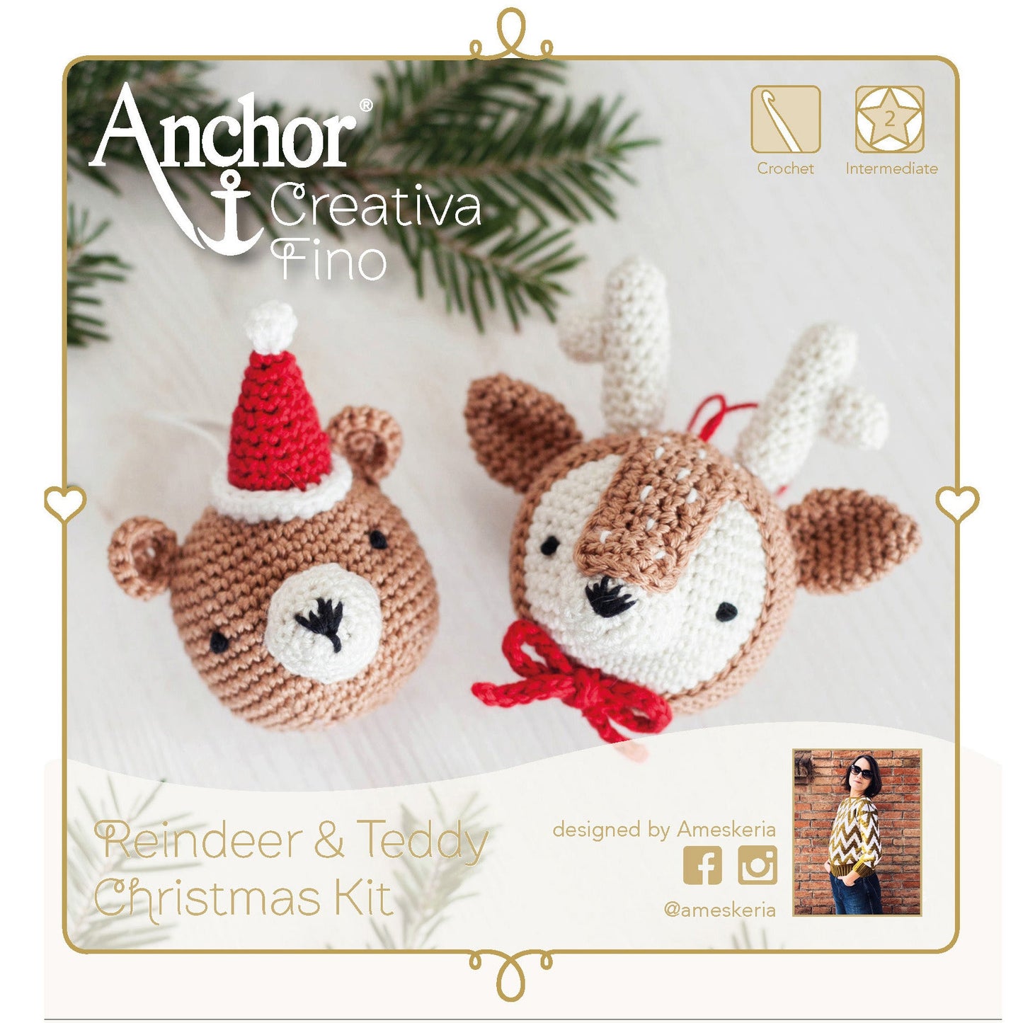 Crochet Kit Amigurumi Christmas Reindeer & Teddy Medium Skill