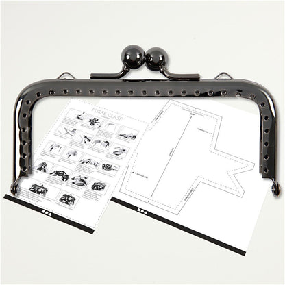 Dark Grey Metallic Square Purse Clasp Kit With Sewing Holes Crafts Accessories - Home - Crafts