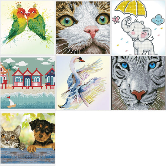 Diamond Dotz Printed Canvas White Frame Needlecrafts 32cm x 32cm - Select Design - Home - Crafts