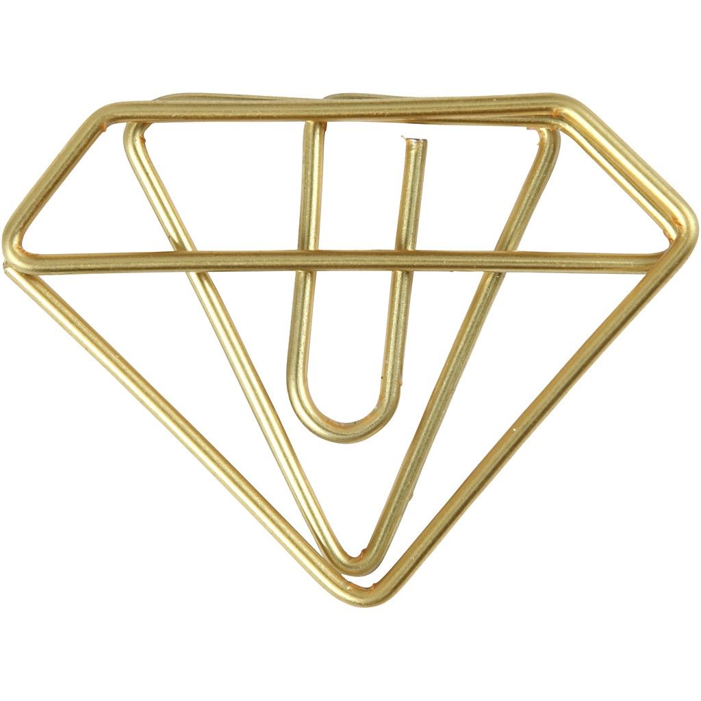 Diamond Shaped Metal Gold Colour Paperclips For Card Gift Decorations 35 mm x 25 mm - Home - Crafts