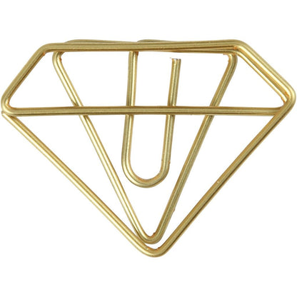 Diamond Shaped Metal Gold Colour Paperclips For Card Gift Decorations 35 mm x 25 mm - Home - Crafts