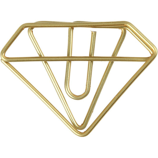 Diamond Shaped Metal Gold Colour Paperclips For Card Gift Decorations 35 mm x 25 mm - Home - Crafts