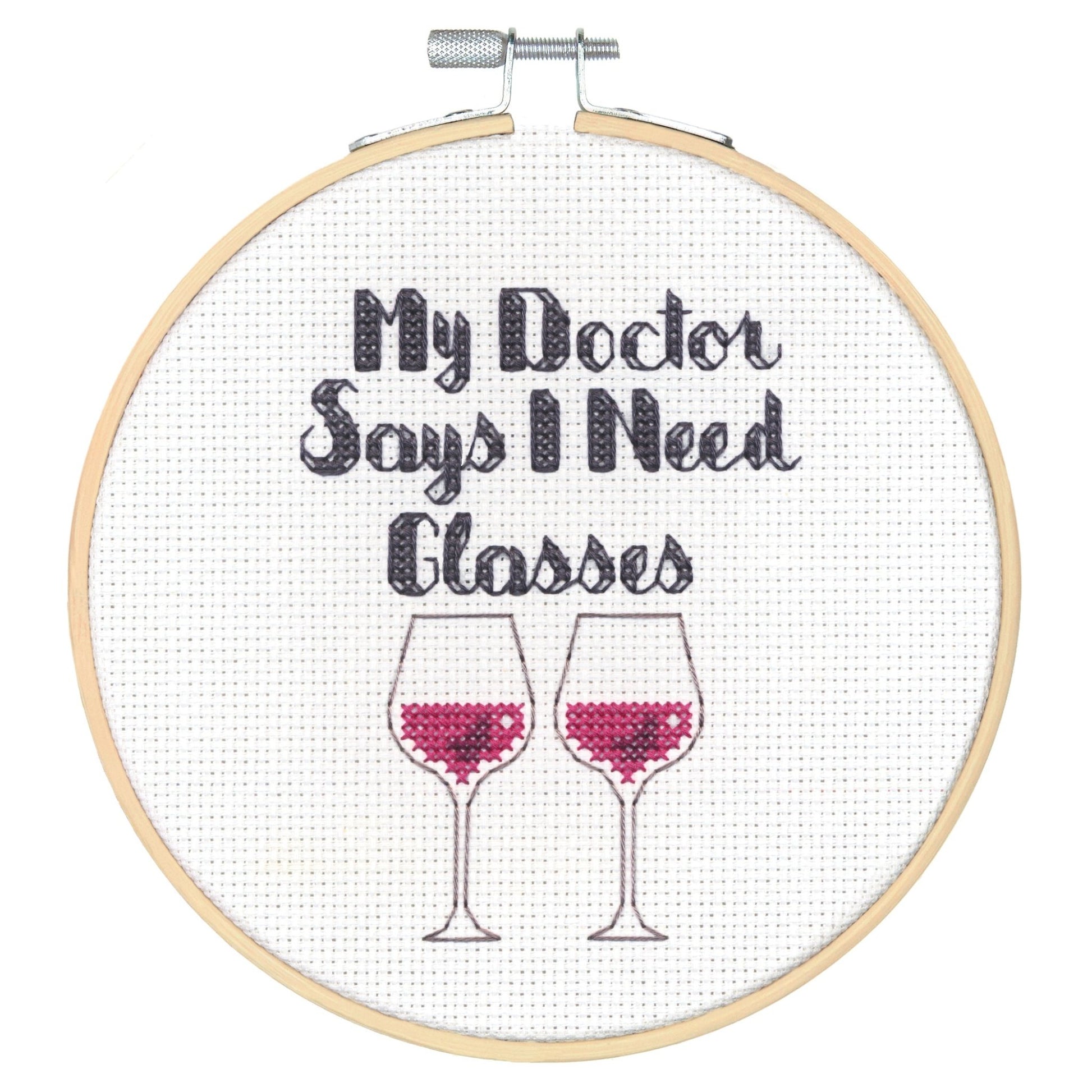Dimensions Counted Cross Stitch Canvas Kit Needlecraft 15cm - With Hoop: I Need Glasses - Home - Crafts