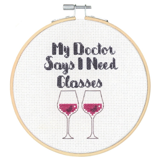Dimensions Counted Cross Stitch Canvas Kit Needlecraft 15cm - With Hoop: I Need Glasses - Home - Crafts