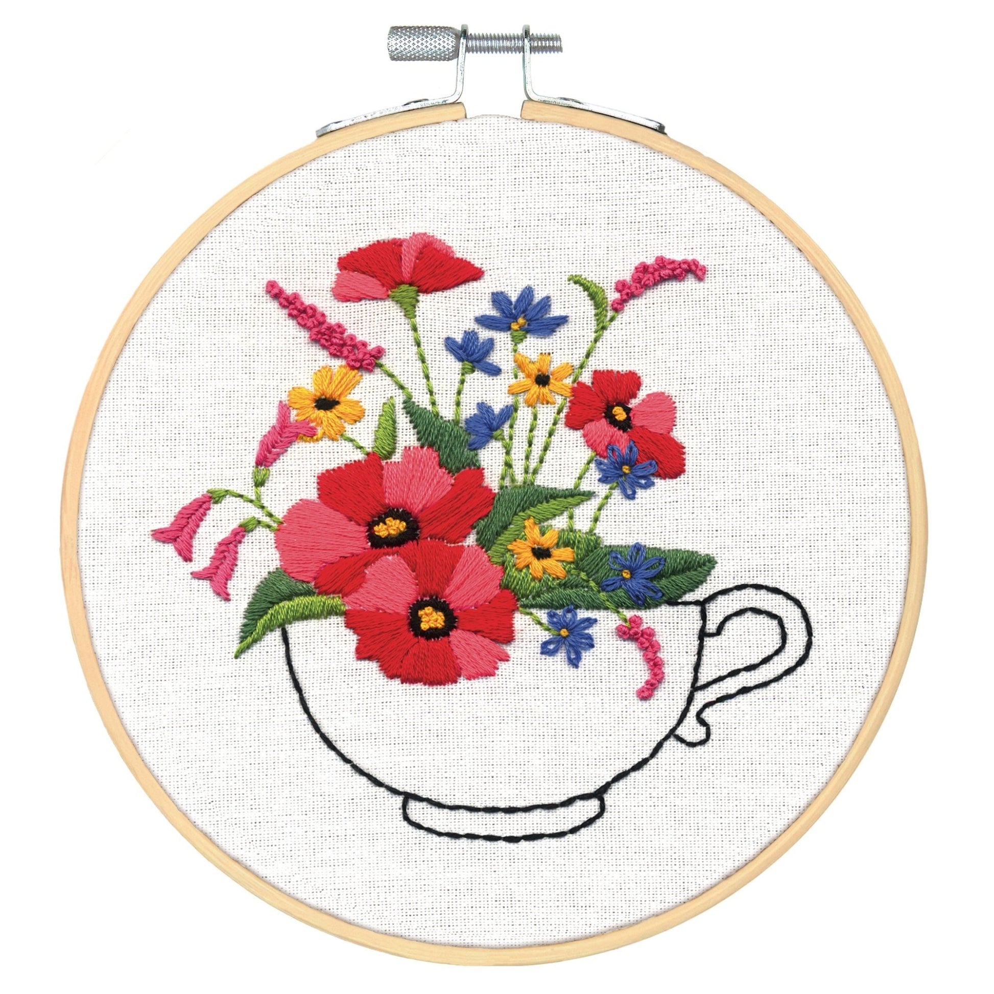 Dimensions Crewel Embroidery Canvas Kit Needlecraft 15cm - With Hoop: Cup Of Flower - Home - Crafts