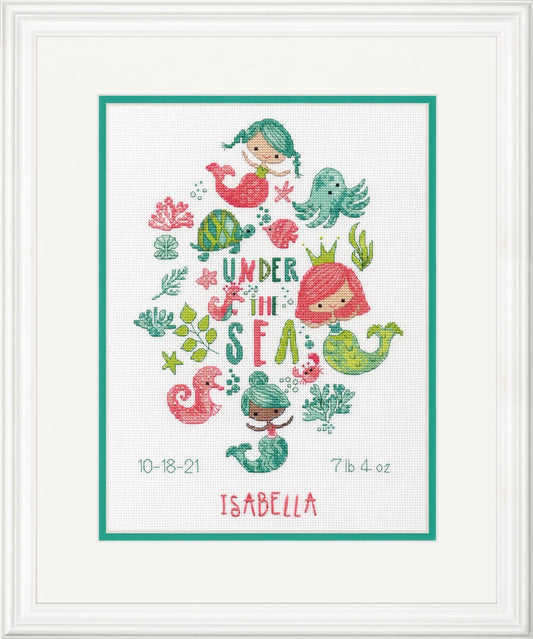 Dimensions Cross Stitch Canvas Kit Needlecraft Craft 9x12in - Birth Record: Under The Sea - Home - Crafts