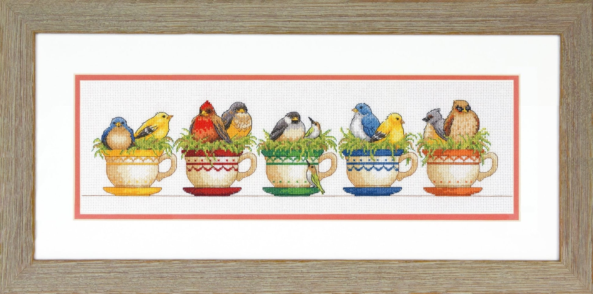Dimensions Cross Stitch Canvas Kit Needlecraft Crafts 9x6 in - Teacup Birds - Home - Crafts