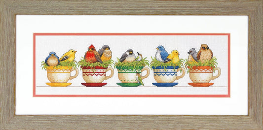 Dimensions Cross Stitch Canvas Kit Needlecraft Crafts 9x6 in - Teacup Birds - Home - Crafts